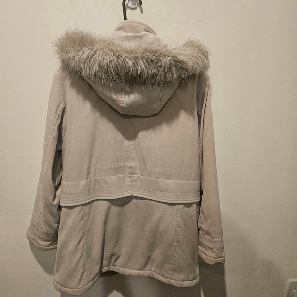 Women's Fleet Street LTD. Beige Faux Fur Hooded Jacket Size L - Picture 7 of 11